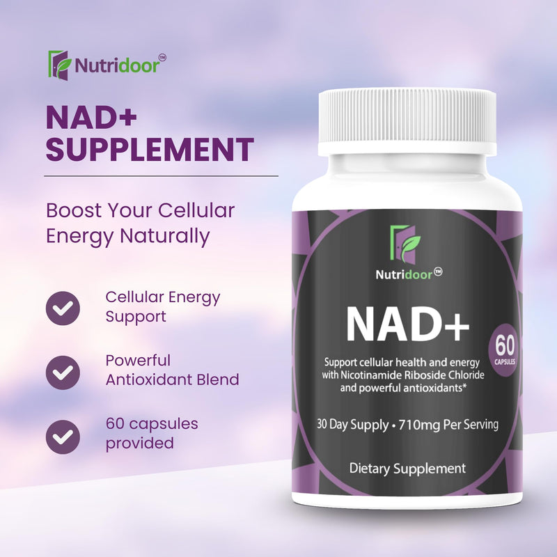 NAD+ Booster Supplement 710mg - Nicotinamide Riboside with Resveratrol & Quercetin - Anti-Aging & Energy Support - 60 Vegetarian Capsules
