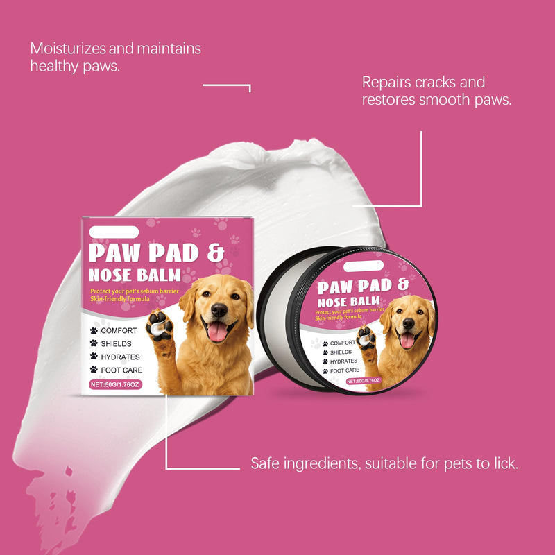MCStars Dog Paw Balm for Dry Cracked Paws - Lick-Safe Organic Paw Wax with Aloe & Oat Protein - Hot Pavement & Winter Snow Protection - Moisturizer for Dogs & Cats, 1.76Oz (Cream 50g) Paw Cream 50g-Purple
