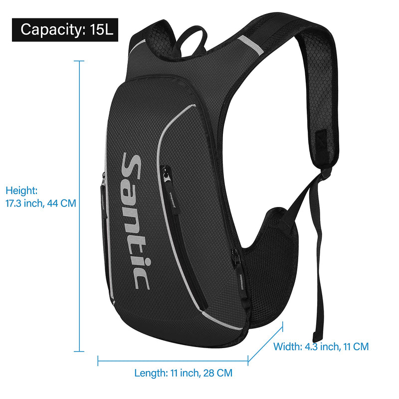 Santic Cycling Backpack Lightweight 15L Bike Hydration Biking Daypack Hiking Running Climbing Breathable Pack for Men Women Black-p086