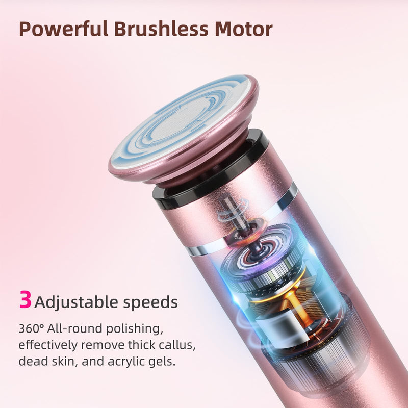 Electric Foot File Callus Remover - 3 Speeds & 4 Nano Glass Heads for Smooth Feet - Professional Pedicure Tool for Dead Skin Hard & Cracked Heels - Rechargeable & Portable - BeesActive Australia