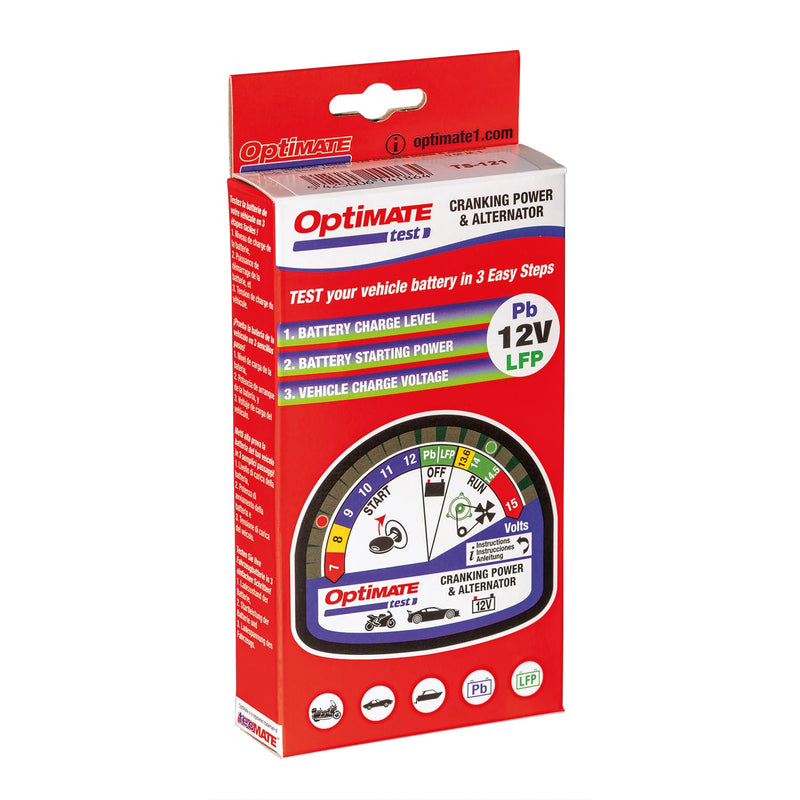 Tecmate Optimate Test – Cranking & Alternator, TS-121, 12V Tester for Battery State of Charge, cranking Performance and Vehicle Charging System OptiMATE TESTER: 12V Cranking & Alternator test - BeesActive Australia