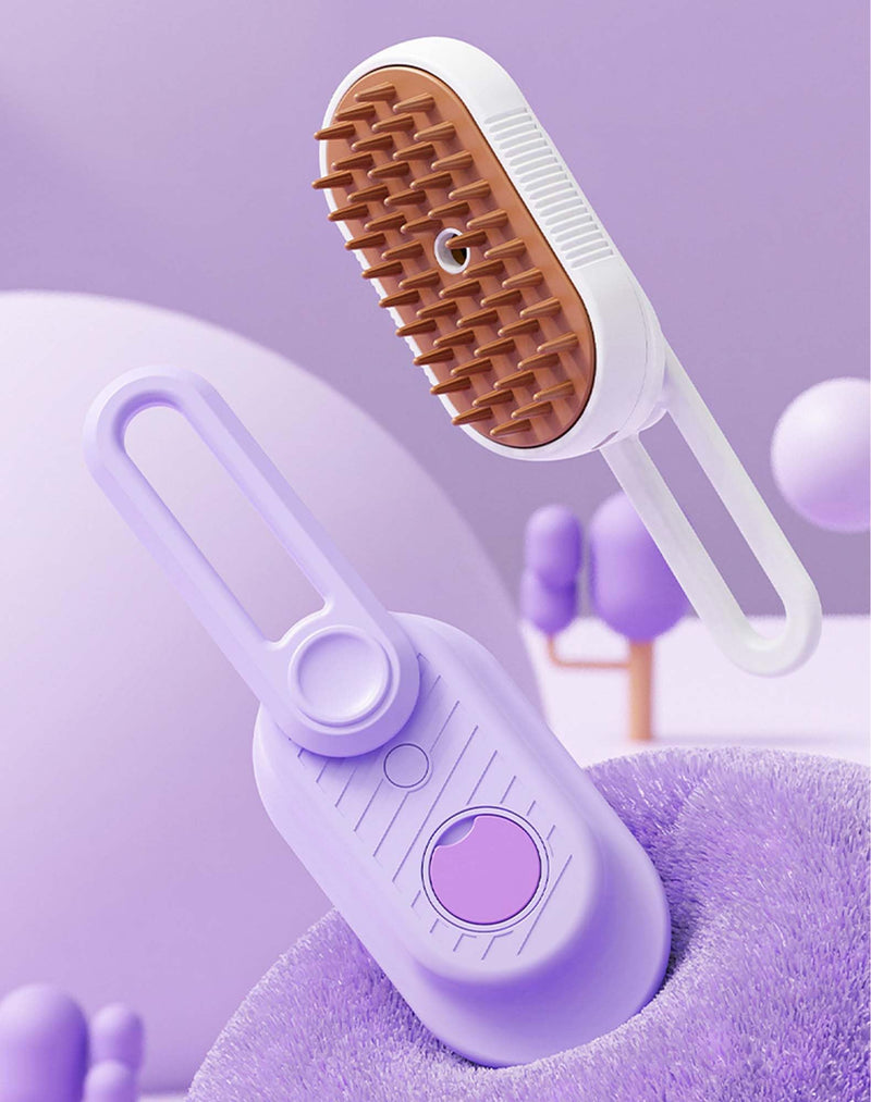Cat Steam Brush for Shedding, Steam Brush for Indoor Cats, Water Brush, Cat Spray Mist Massaging Brush, Pet Hair Removal Brush, Suitable for Cats, Dogs and Rabbits, Cat Cleaning Brush 😽purple - BeesActive Australia