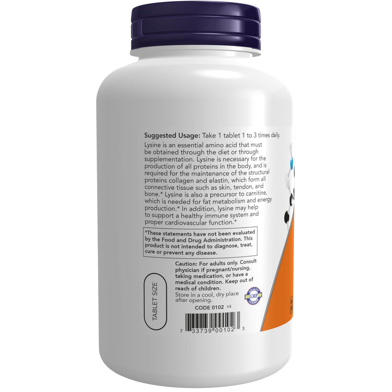 NOW Supplements, L-Lysine (L-Lysine Hydrochloride) 500 mg, Amino Acid, 250 Tablets 250 Count (Pack of 1)