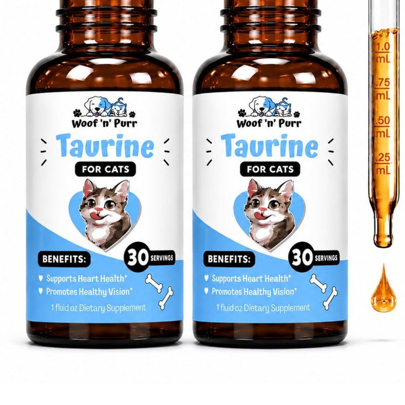 Taurine for Cats - Taurine Supplement for Cats - Supports Healthy Vision, Heart, Immune System, & Much More - Cat Heart Supplement - 1 fl oz - Roast Chicken Flavor - 2 Pack