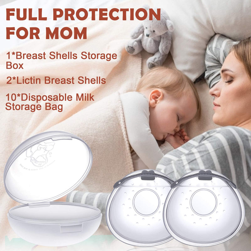Lictin Breast Shell Breastmilk Collector for Breastfeeding-2 Pcs Silicone Breast Pad Nursing Cup Milk Saver for Nursing Moms Protect Sore Nipples Soft and Reusable with Box 2 Count (Pack of 1) Lnp5 - BeesActive Australia