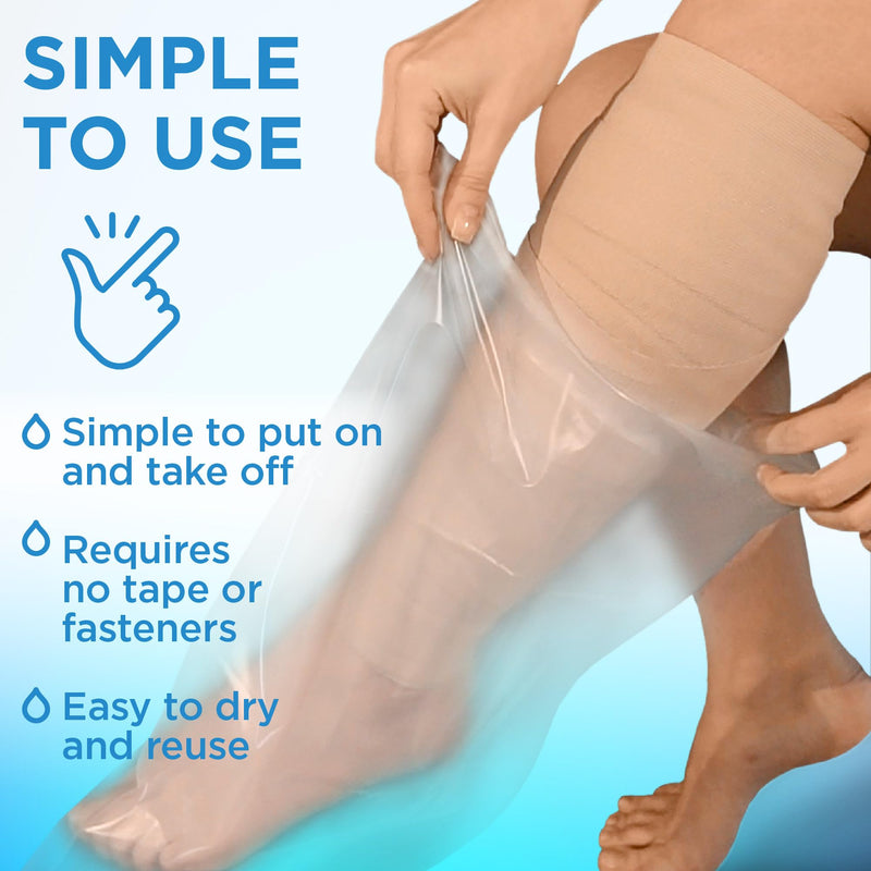 Mighty-X 100% Waterproof Cast Covers for Shower Leg - 2pk - Tight Seal - Reusable Adult Full Leg Cast Protectors - Thigh, Knee, Ankle, Foot - After Surgery Bandage and Dressing Shower Bag - Long Size Full Leg - 39" - BeesActive Australia