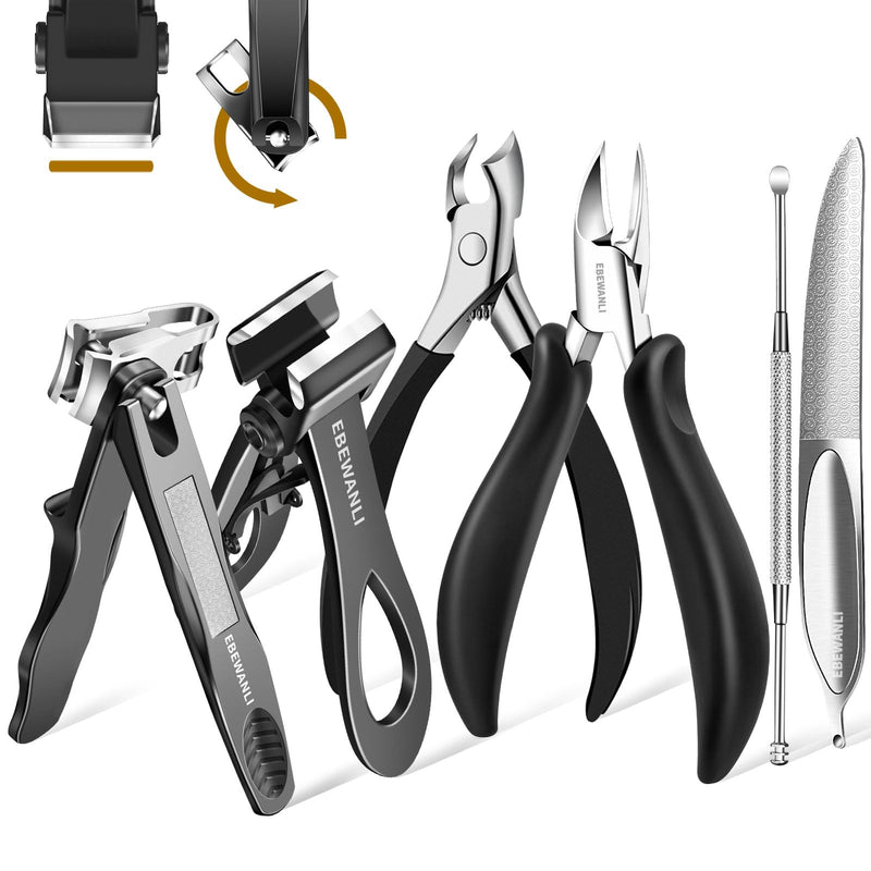 EBEWANLI Podiatrist Toenail Clippers for Seniors Thick Toenails, Toe Nail Clippers for Thick Nails for Seniors, Straight Toe Nail Clippers for Men, Ingrown Toenail Clippers and Angled Nail Clipper Set 6PCS-A - BeesActive Australia