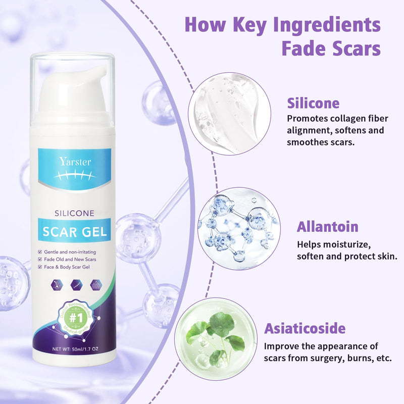 Medical Grade Silicone Scar Gel - Advanced Scar Removal Cream & Scar Treatment for Surgical, C-Section, Hypertrophic & Acne Scars - 1.7oz 1.7 Ounce - BeesActive Australia