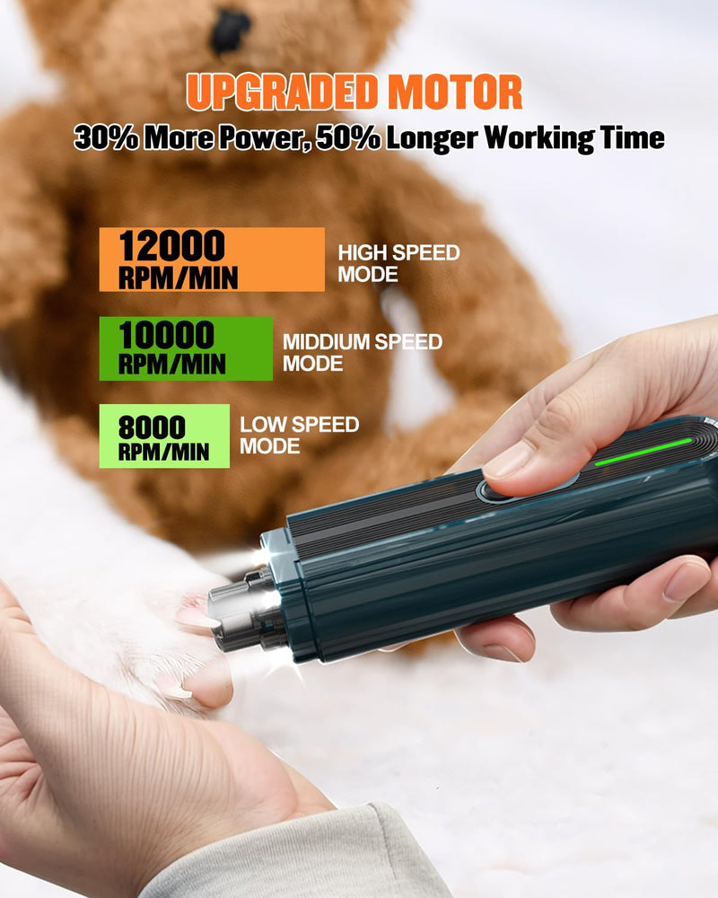 Super Powerful Dog Nail Trimmers, Dog Nail Clipper and Dog Nail Grinder Combo, Ultra Quiet, 3 Speeds, 4 Bright Lights, with Travel Lock, for Small, Meddium and Large Dogs, Cats, Small Animals Blue2 - BeesActive Australia
