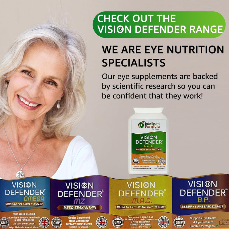 Vision Defender AREDS2 Eye Vitamins - Lutein Zinc Copper, Vegan, 90 Tablets | Eye Health Supplements, Vitamin C & E, Zeaxanthin, 6 Active Nutrient Formula, 1-a-Day, 3 Month Supply, Gluten & Lactose Free
