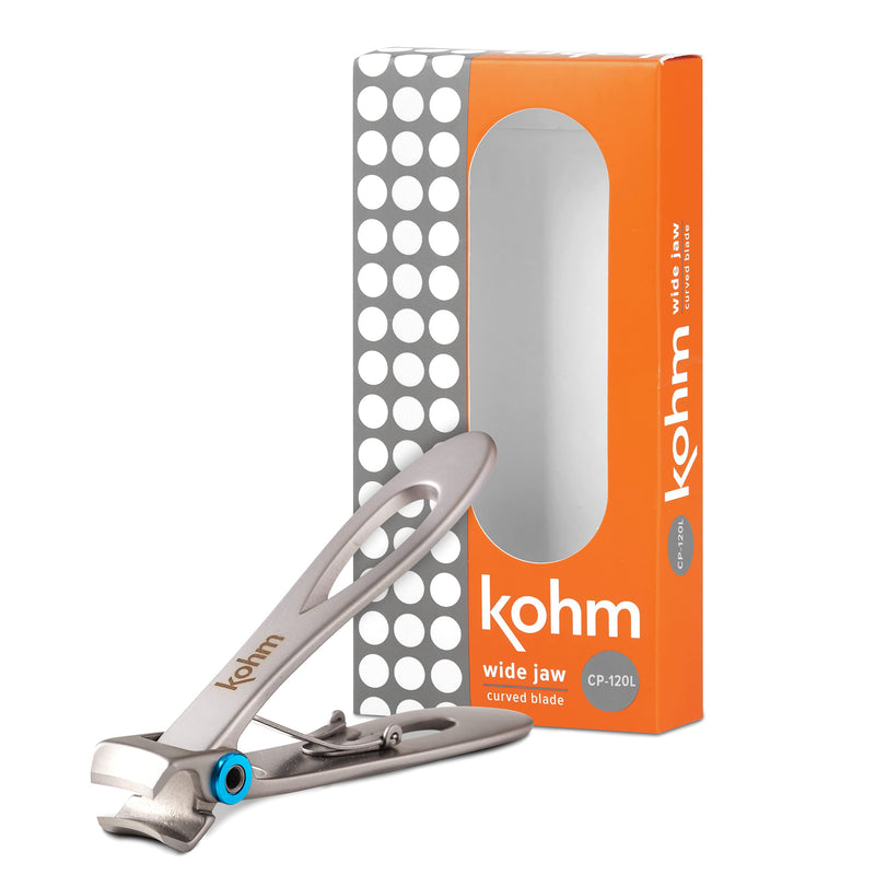 KOHM Nail Clippers for Thick Nails - Heavy Duty, Wide Mouth Professional Fingernail and Toenail Clippers for Men, Women & Seniors, Silver Curved-silver - BeesActive Australia