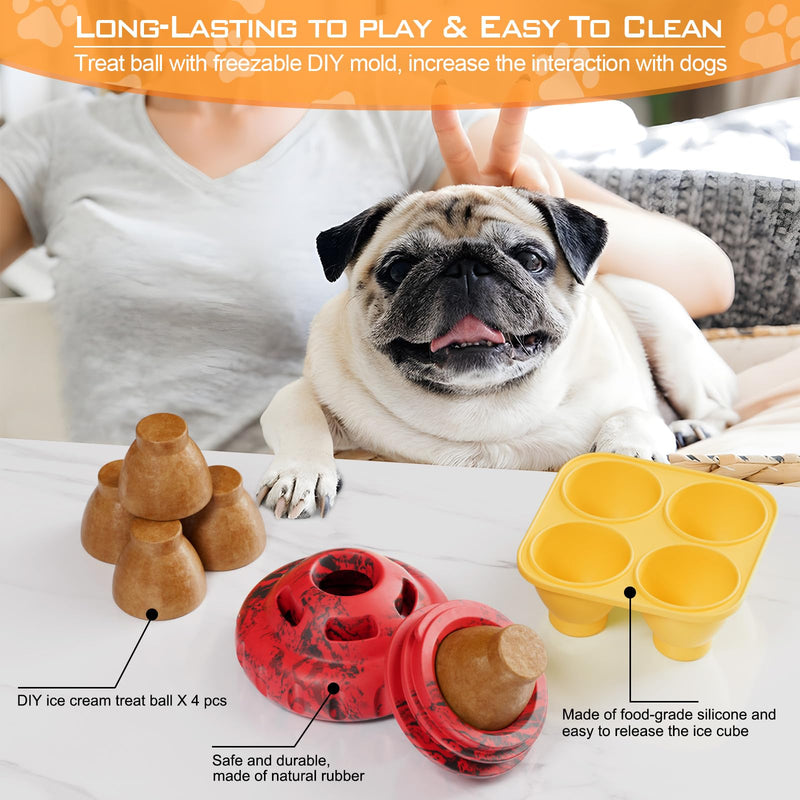 Dog Toys to Keep Them Busy,Frozen Treat Dog Enrichment Toys,Slow Food Training to Relieve Boredom and Stimulating,Dog Puzzle Treat Food Dispensing Ball Toy for Small Medium Large Dogs Red - BeesActive Australia