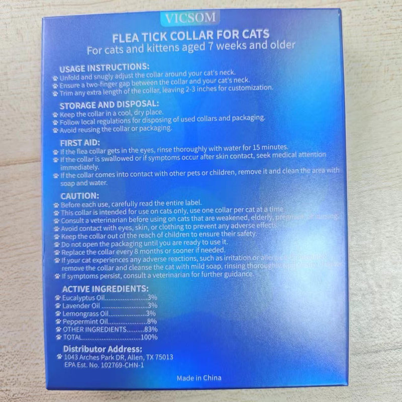 4 Pack Flea Collar for Cats, Cat Flea and Tick Collar 8 Months Prevention Cat Flea and Tick Treatment, Waterproof Adjustable Cat Flea Collar, Natural Anti Tick and Flea Collar for Kitten, Blue Light Blue - BeesActive Australia