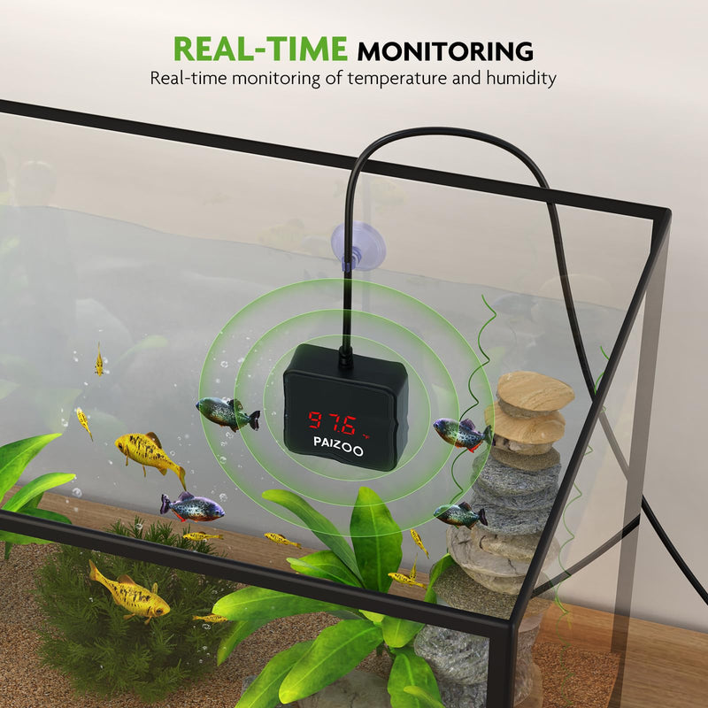PAIZOO Aquarium Thermometer, LED Digital Thermometer for Fish Tank with USB Power, Highly Accurate Waterproof Temperature Gauge with Suction Cup and 6.5ft Power Cord for Saltwater and Freshwater - BeesActive Australia