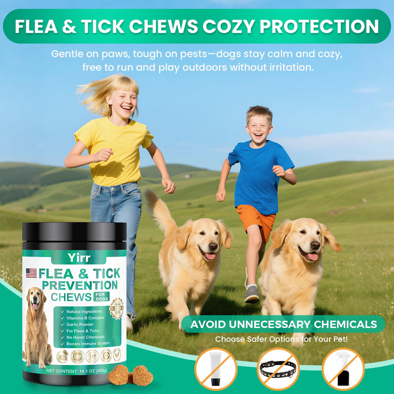 Flea and Tick Prevention for Dogs Chewable, 200 Natural Soft Chews Oral Flea and Tick Supplement for Dogs Puppies, All Breeds & Sizes - Chicken Flavor 200 Soft Chews