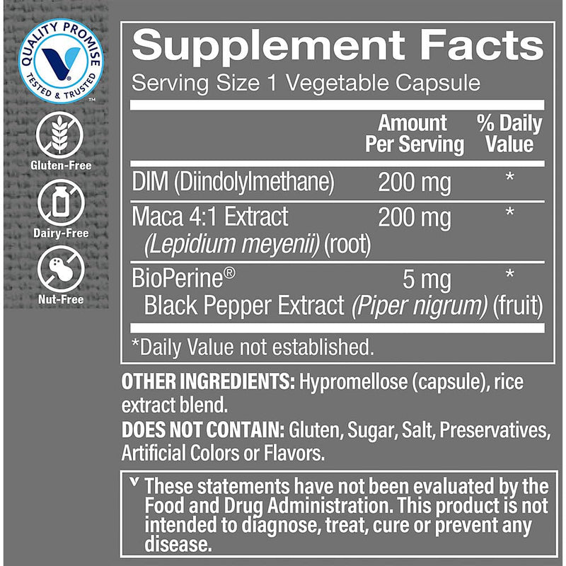The Vitamin Shoppe DIM Men with BioPerine 200mg - Hormone Balance | Estrogen Metabolism Support | 60 Capsules | Enhanced Absorption