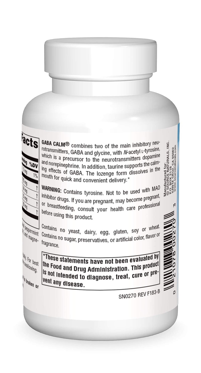 Source Naturals Serene Science GABA Calm - 120 Lozenges | Supports A Calming Mood | Quick Dissolving Peppermint Flavor* 1 120 Count (Pack of 1)