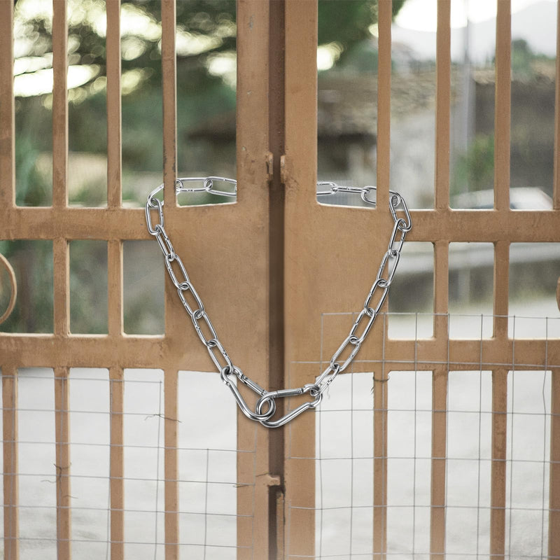 2pcs Gate Chain Links, 20 Inch Stainless Steel Outdoor Gate Chain Lock with Carabiners Security Gate Latch Chain Lock for Outside Fence, Yard, Barn, Horse, Goat, Dog Stall (Silver, 3mm Thick) - BeesActive Australia