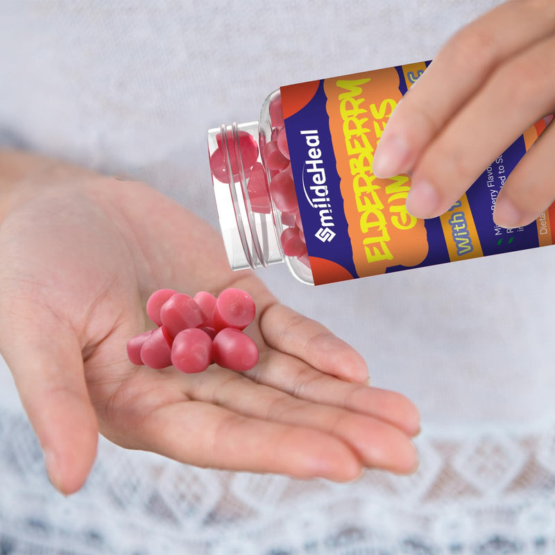 Elderberry Gummies 300mg, with Vitamin C and Zinc, 60 Count | Elderberry Gummies, Elderberry Extract 300mg, with Vitamin C and Zinc, Strawberry Flavor GummiesImmune Support, 60 Count 60 Count (Pack of 1)