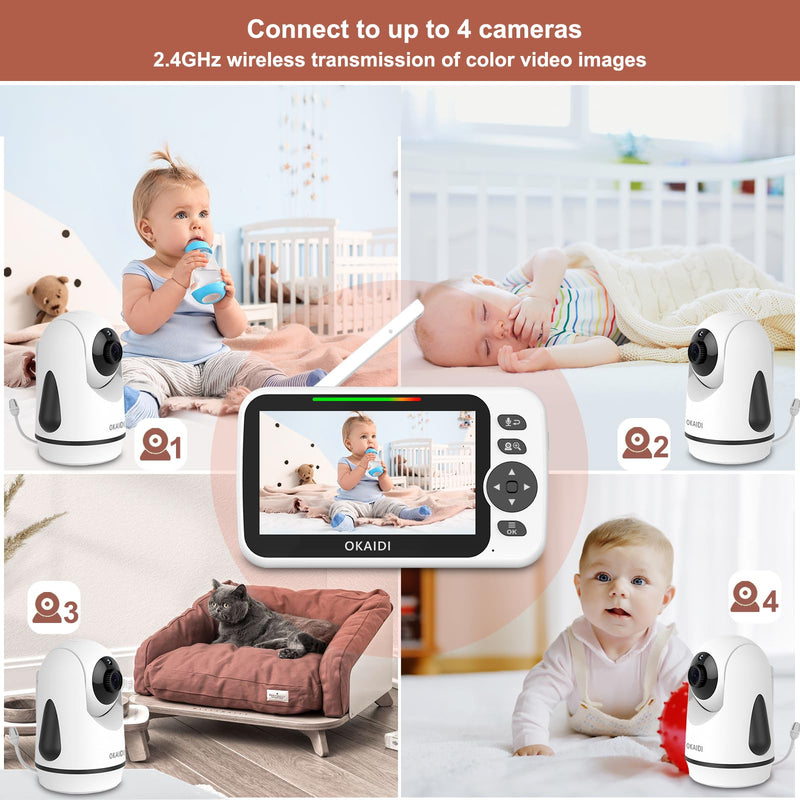 Video Baby Monitor with Camera and Audio, 5" Display Baby Monitor No WiFi, 30H Battery and 1000ft Range Baby Monitor, Remote Pan-Tilt-Zoom Baby Camera, Night Vision, 2-Way Talk, VOX,Temperature OD8052 - BeesActive Australia