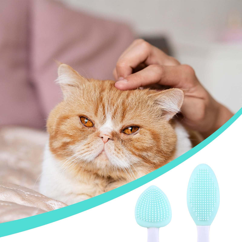 4Pcs Cat Acne Brush Set, Cat Acne Chin Treatment, Black Seed Exfoliating Brush, Dual Sided Silicone Cat Brush, for Cats Chin Acne and Blackhead Exfoliation Blue - BeesActive Australia
