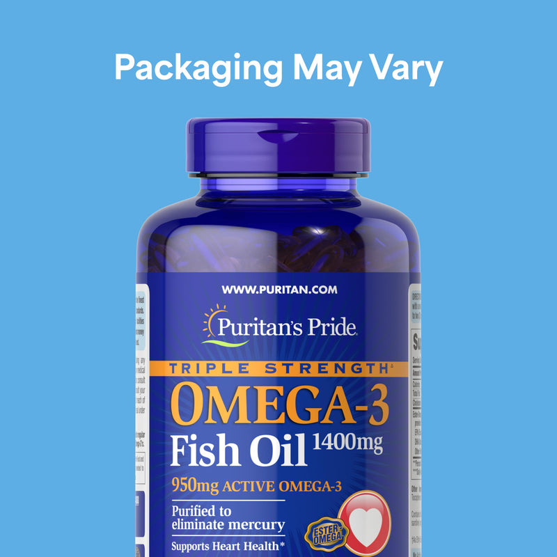 Puritan's Pride Triple Strength Omega-3 Fish Oil 1400mg, 240 Softgels