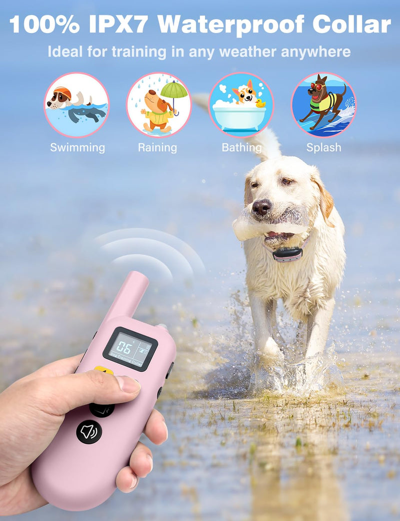 Dog Training Collar, 3300Ft Bark Collar with Beep Vibration & Static Mode, Safety Lock & Flashlight Bark Collar with Remote, IPX7 Waterproof Ecollar for 7-120lbs Small Medium Large Dogs(2 Pack) - BeesActive Australia