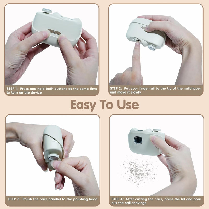Electric Nail Clipper, 2026 Upgrade Electric Nail Clippers for Seniors 3 in 1 Smart Nail Clippers with Polishing and LED Light Electric Automatic Nail Clipper for Fingernails Adults,Baby(Apricot) Apricot - BeesActive Australia