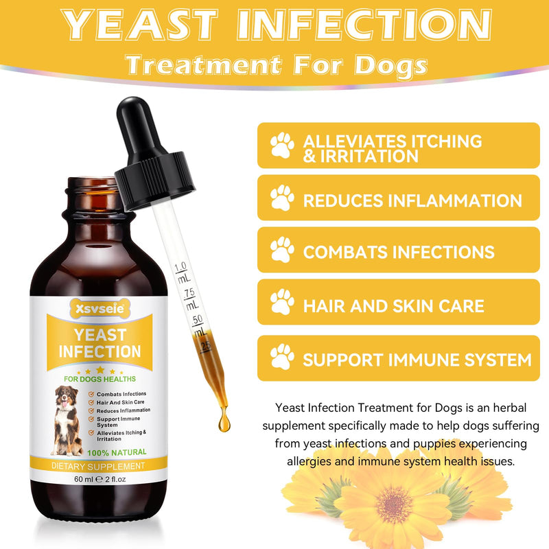 ZTSMSWY Yeast Infection Treatment for Dogs, Dog Yeast Infection Treatment for Itchy Dog Skin Relief, Dog Allergy Relief, Itchy Ear Relief for Dogs, Dog Ear Infection - 2 FL Oz / 60ml - BeesActive Australia
