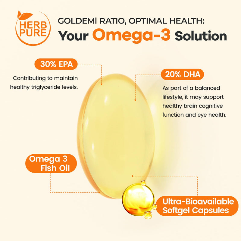 Omega-3 Fish Oil – 2000mg Softgels (60 softgels) | with 600mg EPA, 400mg DHA Fatty Acids, High Absorption & Pure Formula, Supports Heart, Brain & Vision, GMP Certified 60 Count (Pack of 1)