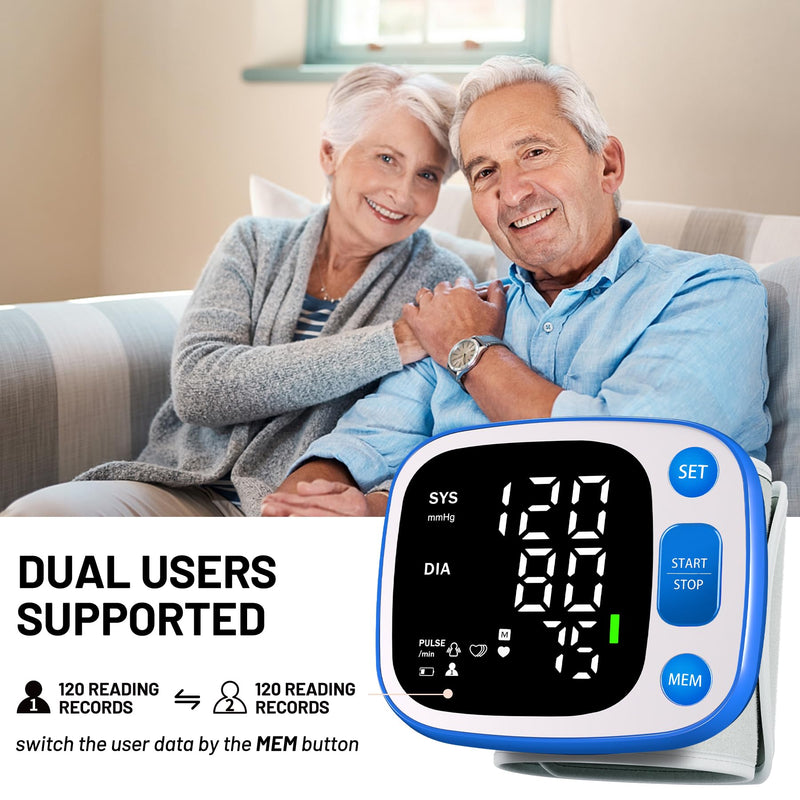 Oklar Wrist Blood Pressure Monitor, FDA Cleared Rechargeable BP Machine Blue