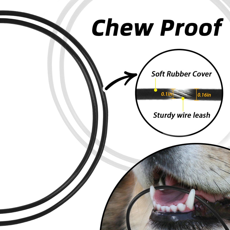 PUPTECK Chew Proof Dog Leash for Small Medium Large Dogs, Heavy Duty Dog Leashes with Padded Handle, Steel Cable Lead with Detachable Short Leash for Training Walking, Black - BeesActive Australia