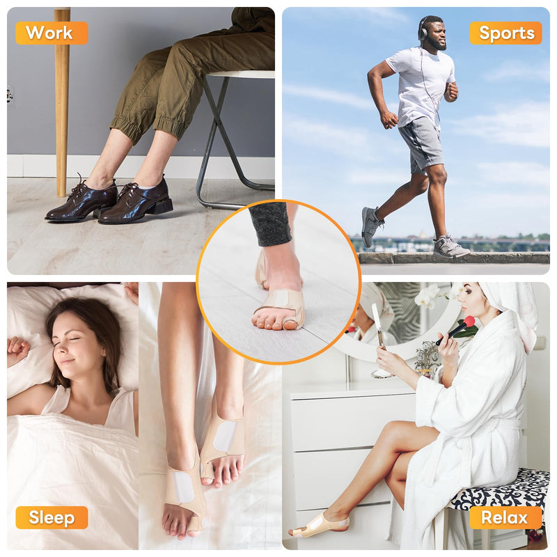InhwRior Bunion Corrector with 4 Flexible Stainless Steel Strips (2 on Each Side), Silicone Pads for Cushioning, Pain-Free Foot Condition Improvement, Wearable with Shoes,Washable