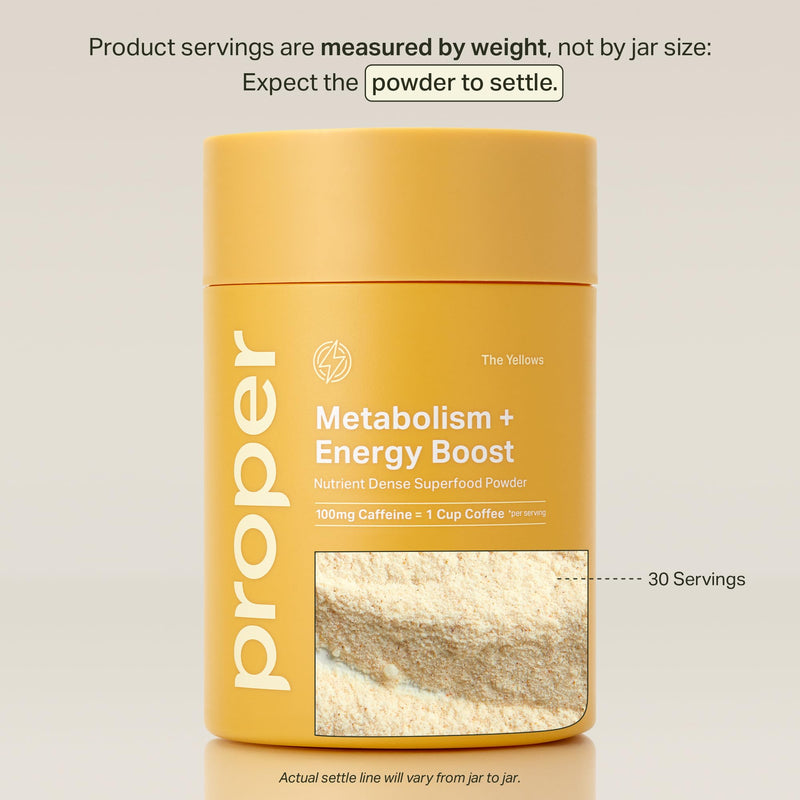 Proper, The Yellows Metabolism and Energy Boost, Sugar Free Energy Drink Powder with 100mg Caffeine. 30 Servings, Pineapple Mango Drink Mix for Men and Women - BeesActive Australia