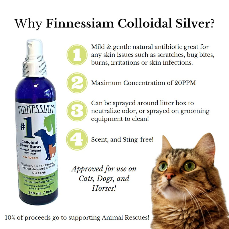 Colloidal Silver Wound and Skin Care Spray for Dogs Cats Horses, Safe to use Around Eyes, Cuts, Scratches, Burns - 8 oz - BeesActive Australia