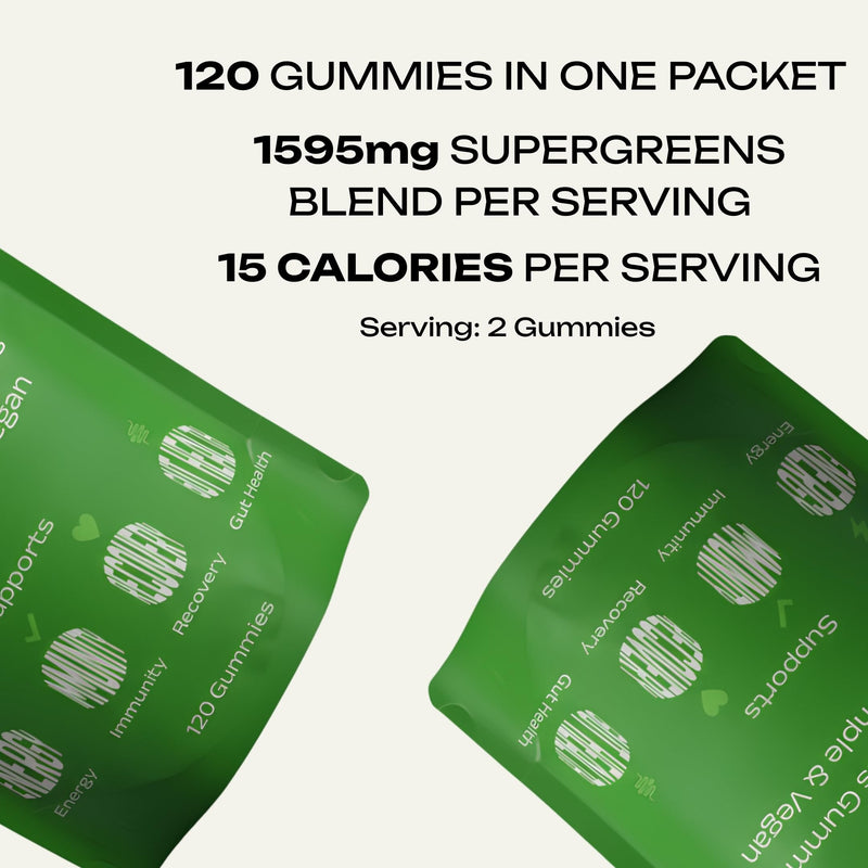 Vegan Sugar-Free Super Greens Gummies with Probiotics – Plant-Based Multivitamin Support for Gut Health, Immunity & Energy, Green Apple Flavor (120 Count)