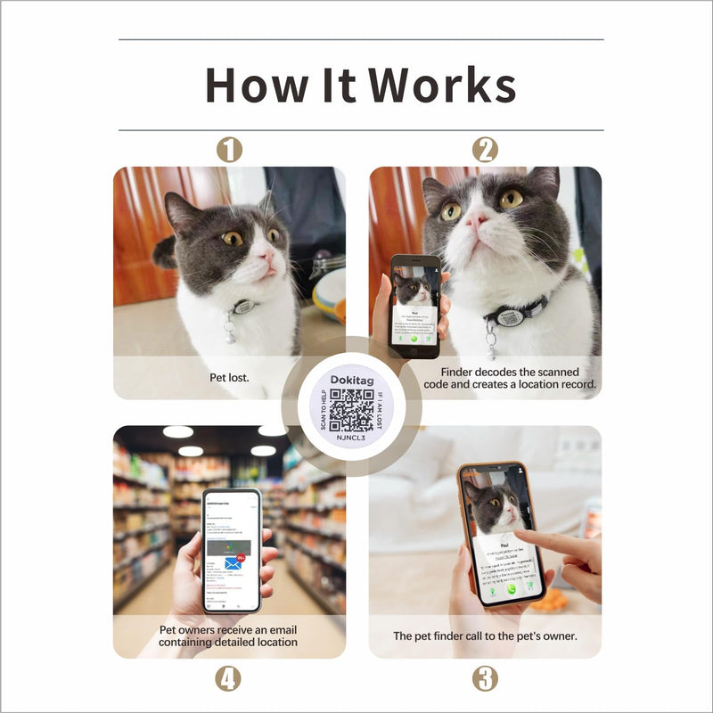 Cat Collar with Pet ID Tag,Breakaway Cat Collar with QR Code,Cat Collar with QR Code Tag, Cat Collar with Bell and QR,Pet Online Profile-Scan QR Receive Instant Pet Location Alert Email (Pink) Pink - BeesActive Australia
