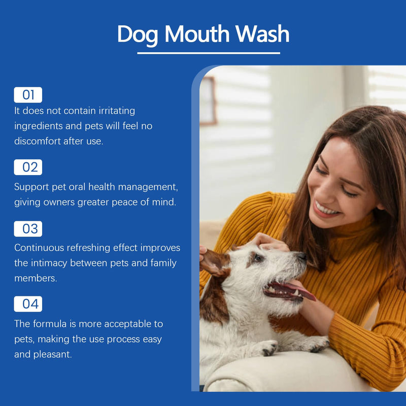 Pet Breath Freshener, Dog Dental Care Teeth Cleaning, Dental Care Oral Dog Mouthwash - 100ml Helps for Bad Breath, Freshens Breath and Aid in Daily Oral Use,Suitable for Breeds Dogs & Cats-3.38 Fl.oz