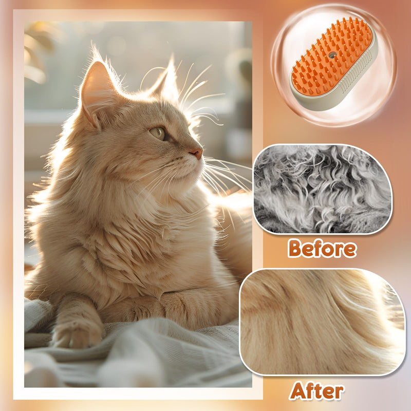 Cat Steam Brush, 3 in 1 Steamy Cat Brush Cleanser,Silicone Massage Grooming Brush for Shedding,Cat Brush to Reduce Static Flying Hair - BeesActive Australia