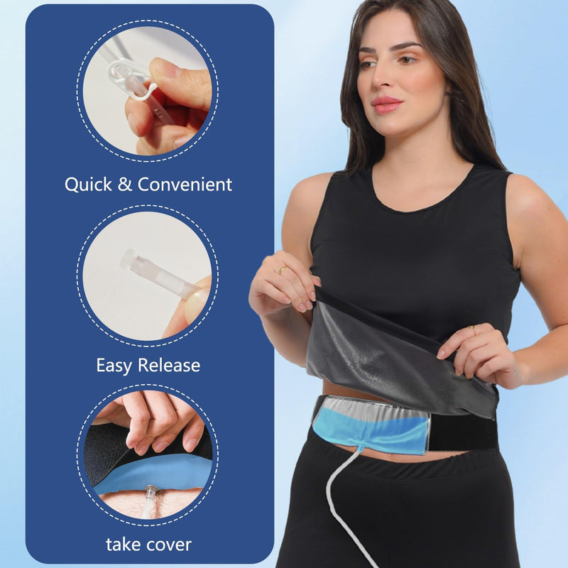 Sample Guard Urine Test Complete Kit - Adjustable 43.3" Concealed Belt with 2-4oz Sample Bag, Thermometer Stickers & Silicone Funnel (Black, Hi-Stretch Comfort) (Short) Short