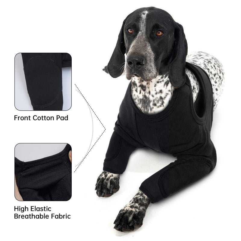 Dog recovery suit, elbow pads for dogs, recovery cover, knee bandage, dog front leg, dog arm protection, pet wounds prevent licking, bites, wetness and infection (black, L) black - BeesActive Australia