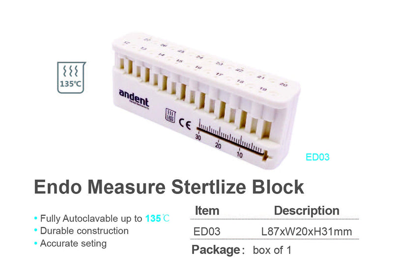 S&Dent 3 pcs = 3 boxes Dental Autoclavable Endo Measure Sterilize Block L87*W20*H31mm
