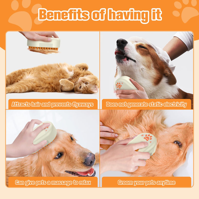 Dog Steam Brush,3 in 1 Cat Steam Brush,Steam Cat Brush,Silicone Massage Grooming Pet Steam Brush for Cats Dogs,Rechargeable Cat Steam Brush for Shedding,Tangled And Hair Loss Remover Cat Brush. - BeesActive Australia