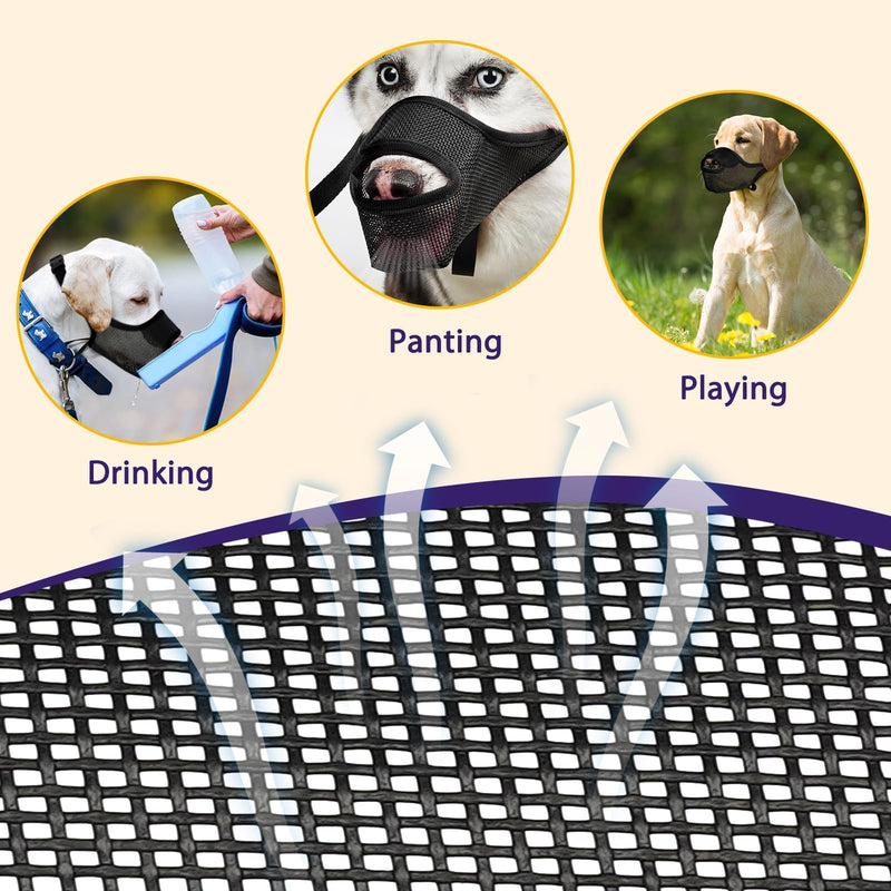 SHUOHONG Dog Muzzle, Nylon Mesh, Breathable and Comfortable, Muzzle for Large Dogs with Adjustable Straps, Muzzle for Medium Dogs, Muzzle for Small Dogs, Muzzles for Dogs (Black-L) Black-L - BeesActive Australia