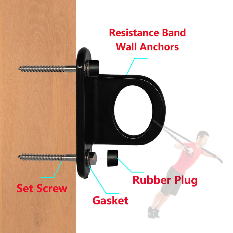 Resistance Band Wall Anchor(3 PCS Black),Heavy Duty Resistance Bands Wall Mount,Adjustable Resistance Band Hooks,Wall Anchor for Resistance Bands for Home Gym Workouts