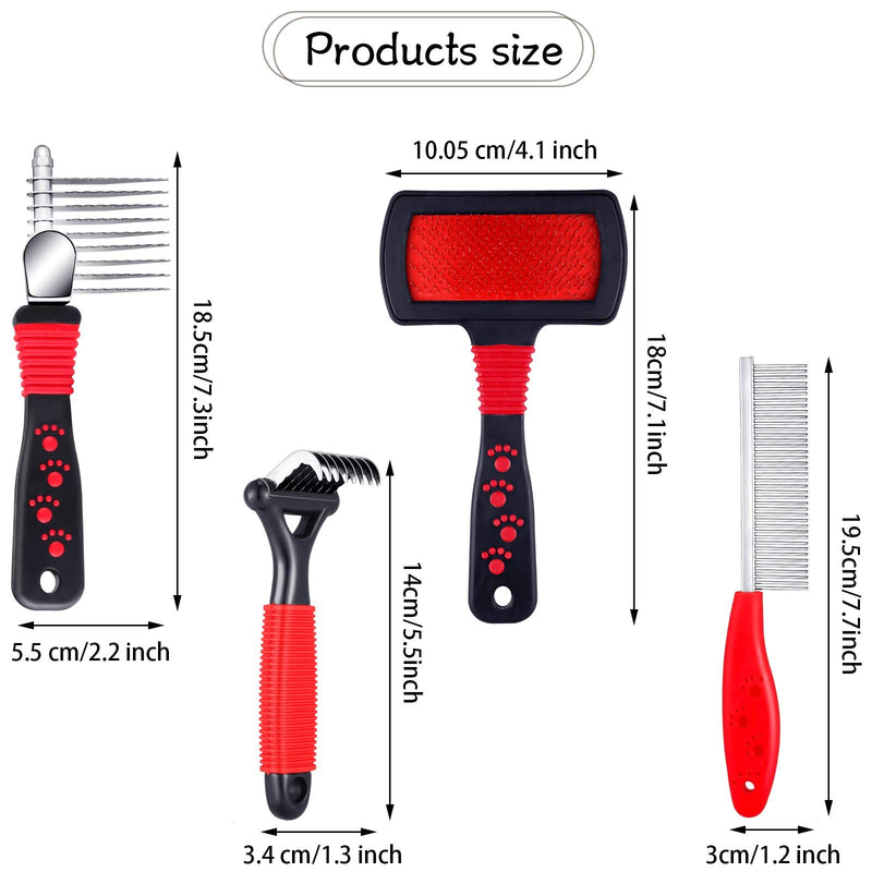 4 Pieces Pet Grooming Kit - Dematting Combs, Slicker Brush, and Steel Comb for Removing Knots and Hair from Dogs, Cats, and Poodles - BeesActive Australia