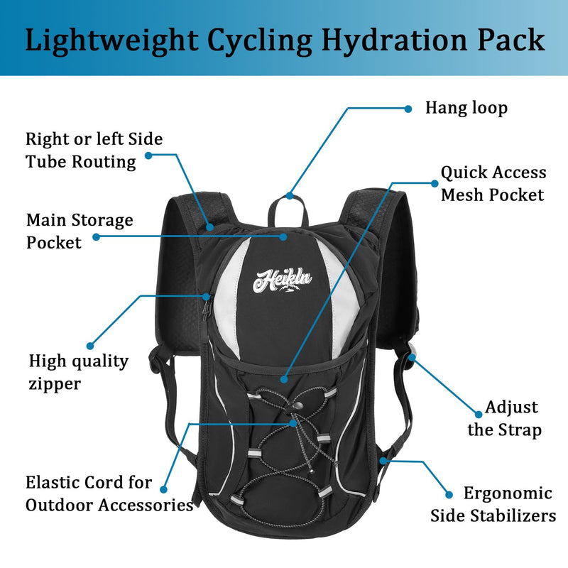 Hydration Backpack,Lightweight Water Backpack with 2L Water Bladder Running Hydration Vest Backpack for Hiking Running Cycling Hiking Black