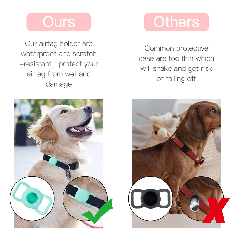 PuppyDoggy 2 Pack Airtag Holder for Collar, Dog Cat Tracker Case, Silicone Airtag Case Waterproof, Scratch-Resistant, Anti-Lost & 1 Pack AirTag Keychain Holder for Bag, Suitcase (Small, Black) Small - BeesActive Australia