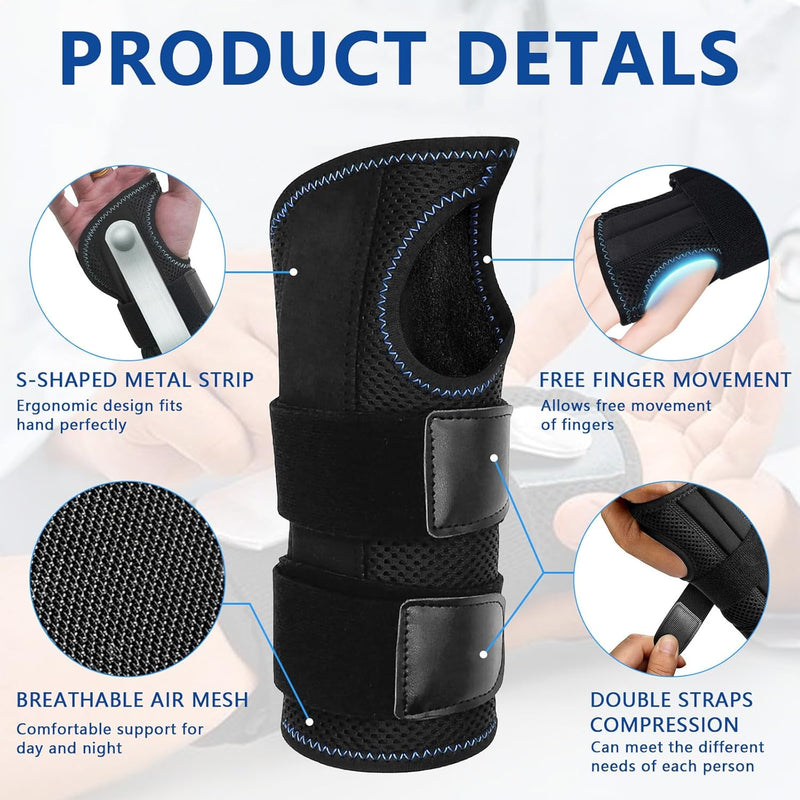 FREETOO Doctor Approved Wrist Support with 3 Stays,Adjustable Day Night Carpal Tunnel Wrist Splint for Men Women,Wrist Support Brace for Arthritis,Tendonitis,Sprained,RSI, Sports Protect, Right(S/M) Right(13-20CM) Right-RoseRed - BeesActive Australia