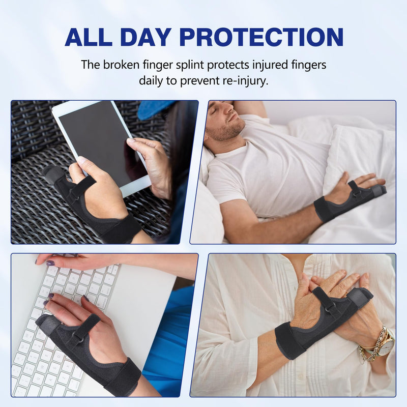 Cozyhealth Boxer Finger Splint Brace, Supports Pinky, Ring, Knuckles - Right or Left Adjustable Metacarpal Hand Brace, Straightening for Trigger Finger, Injury, Fracture, Broken, Tendonitis (9 inch) 9 inch - BeesActive Australia